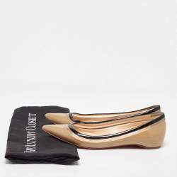 Christian Louboutin Beige/Black Patent Leather and PVC Paulina Ballet Flats Size 36