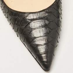 مملوكة مسبقًا حذاء كعب عالي كريستيان لوبوتان سو كيت جلد ثعبان أسود مقاس 37 