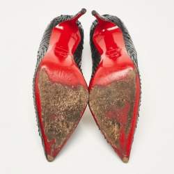 مملوكة مسبقًا حذاء كعب عالي كريستيان لوبوتان سو كيت جلد ثعبان أسود مقاس 37 