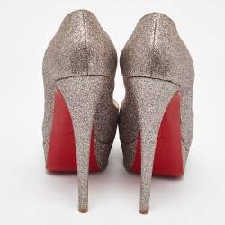 Christian Louboutin Metallic Multicolor Glitter Lady Peep Toe Platform Pumps Size 37