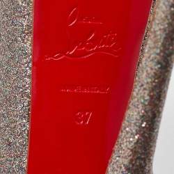 Christian Louboutin Metallic Multicolor Glitter Lady Peep Toe Platform Pumps Size 37