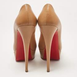 Christian Louboutin Brown Leather Lady Peep Pumps Size 40.5