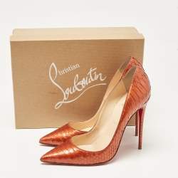 Pre Owned Christian Louboutin Orange Python So Kate Pumps Size 41