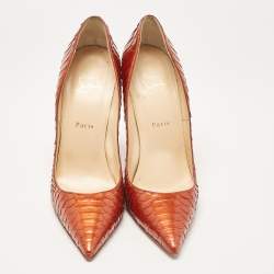 Pre Owned Christian Louboutin Orange Python So Kate Pumps Size 41