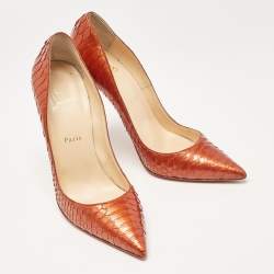 Pre Owned Christian Louboutin Orange Python So Kate Pumps Size 41
