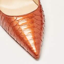 Pre Owned Christian Louboutin Orange Python So Kate Pumps Size 41