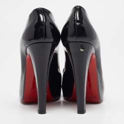 Christian Louboutin Black Patent Leather Carroseria Peep Toe Pumps Size 39