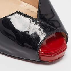 Christian Louboutin Black Patent Leather Carroseria Peep Toe Pumps Size 39