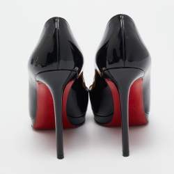 مملوكة مسبقًا Christian Louboutin Black Patent Leather Pigalle Plato Pumps Size 38.5