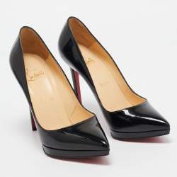 مملوكة مسبقًا Christian Louboutin Black Patent Leather Pigalle Plato Pumps Size 38.5
