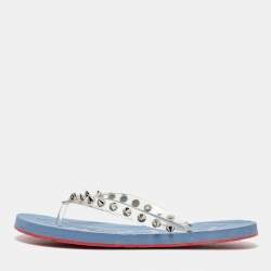 Christian Louboutin Transparent Rubber Loubi Spikes Thong Flats Size 39