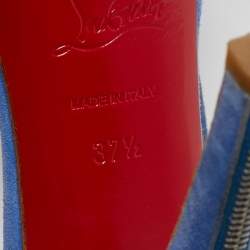 Christian Louboutin Blue Suede Rodita Sandals Size 37.5