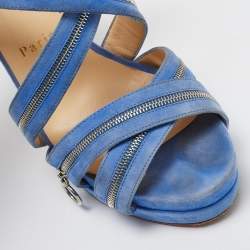 Christian Louboutin Blue Suede Rodita Sandals Size 37.5