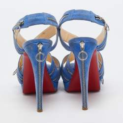 Christian Louboutin Blue Suede Rodita Sandals Size 37.5