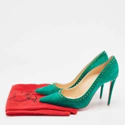 Christian Louboutin Green Suede Anjalina Pumps Size 40.5