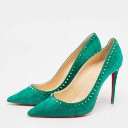 Christian Louboutin Green Suede Anjalina Pumps Size 40.5