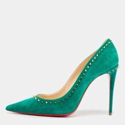 Christian Louboutin Green Suede Anjalina Pumps Size 40.5