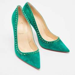 Christian Louboutin Green Suede Anjalina Pumps Size 40.5