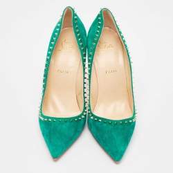 Christian Louboutin Green Suede Anjalina Pumps Size 40.5