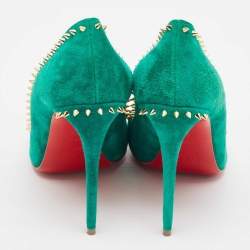 Christian Louboutin Green Suede Anjalina Pumps Size 40.5