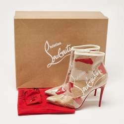 Pre Owned Christian Louboutin Transparent PVC So Kate Ankle Boots Size 37.5