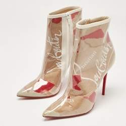 Pre Owned Christian Louboutin Transparent PVC So Kate Ankle Boots Size 37.5