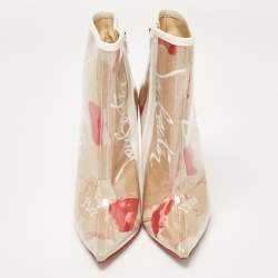 Pre Owned Christian Louboutin Transparent PVC So Kate Ankle Boots Size 37.5