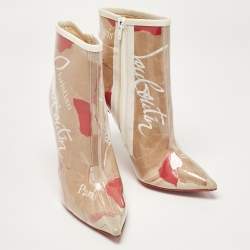 Pre Owned Christian Louboutin Transparent PVC So Kate Ankle Boots Size 37.5