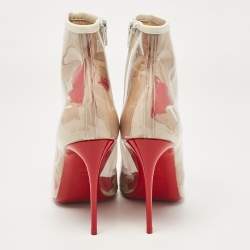 Pre Owned Christian Louboutin Transparent PVC So Kate Ankle Boots Size 37.5