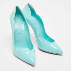 Pre Owned Christian Louboutin Blue Patent Leather Hot Chick Pumps Size 41