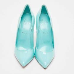 Pre Owned Christian Louboutin Blue Patent Leather Hot Chick Pumps Size 41