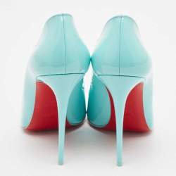 Pre Owned Christian Louboutin Blue Patent Leather Hot Chick Pumps Size 41