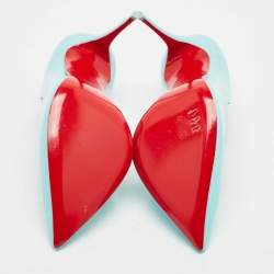 Pre Owned Christian Louboutin Blue Patent Leather Hot Chick Pumps Size 41