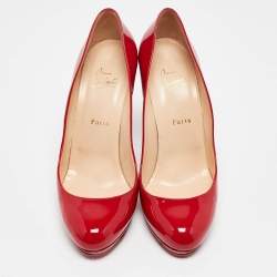 Pre Owned Christian Louboutin Red Patent Leather Neofilo Pumps Size 41