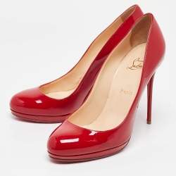 Pre Owned Christian Louboutin Red Patent Leather Neofilo Pumps Size 41