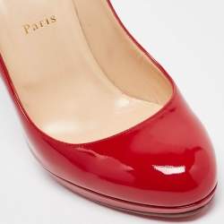 Pre Owned Christian Louboutin Red Patent Leather Neofilo Pumps Size 41