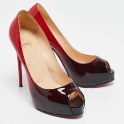 Christian Louboutin Red/Black Ombre Patent Leather New Very Prive Pumps Size 36