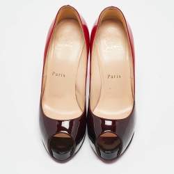 Christian Louboutin Red/Black Ombre Patent Leather New Very Prive Pumps Size 36