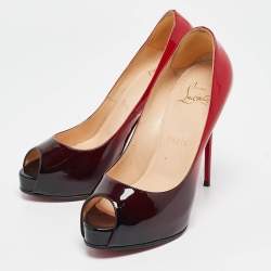 Christian Louboutin Red/Black Ombre Patent Leather New Very Prive Pumps Size 36