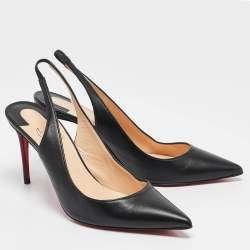 Pre Owned Christian Louboutin Black Leather Kate Slingback Pumps Size 38.5
