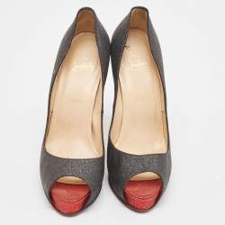 Christian Louboutin Black Glitter Very Prive Pumps Size 40