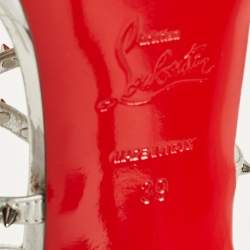 Pre Owned Christian Louboutin Silver Lurex Fabric and Leather Choca Lux Sandals Size 39