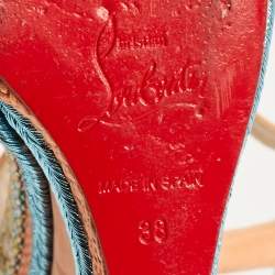Pre Owned Christian Louboutin Orange Nubuck Leather Wedge Sandals Size 38