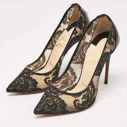 Pre Owned Christian Louboutin Black Lace Dentelle Chantilly Follies Pumps Size 35