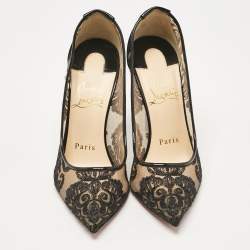 Pre Owned Christian Louboutin Black Lace Dentelle Chantilly Follies Pumps Size 35