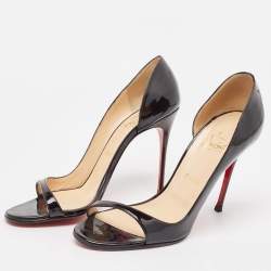 Christian Louboutin Black Patent Leather Toboggan Pumps Size 40