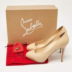 Pre Owned Christian Louboutin Beige Leather New Declic Pumps Size 38