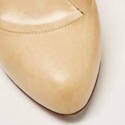 Pre Owned Christian Louboutin Beige Leather New Declic Pumps Size 38