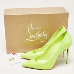 Pre Owned Christian Louboutin Neon Green Patent Leather Kate Pumps Size 39