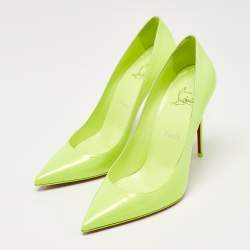 Pre Owned Christian Louboutin Neon Green Patent Leather Kate Pumps Size 39